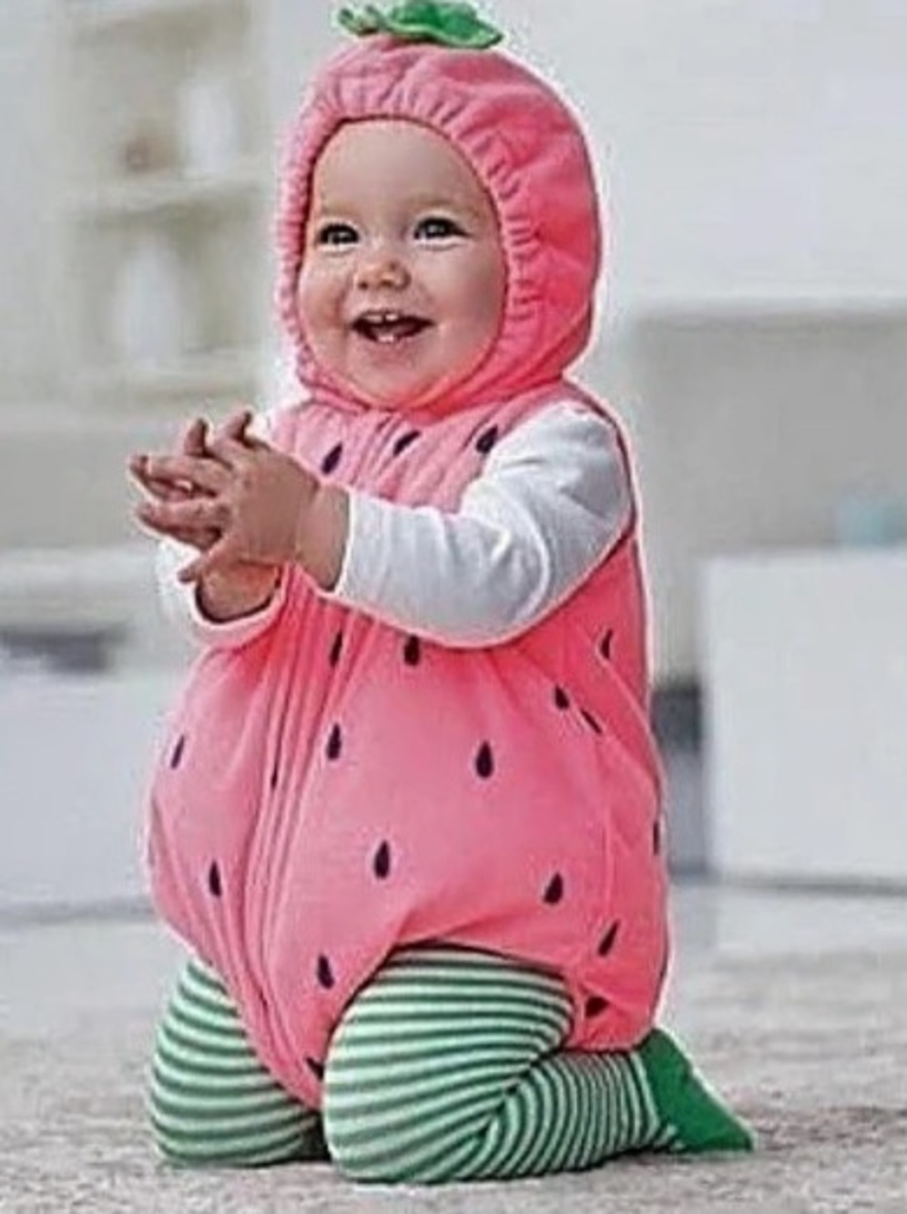 Carters Strawberry Baby Bodysuit Pink & Green Halloween Costume 24months New